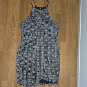 Trac Black and White Geometric Mini Dress